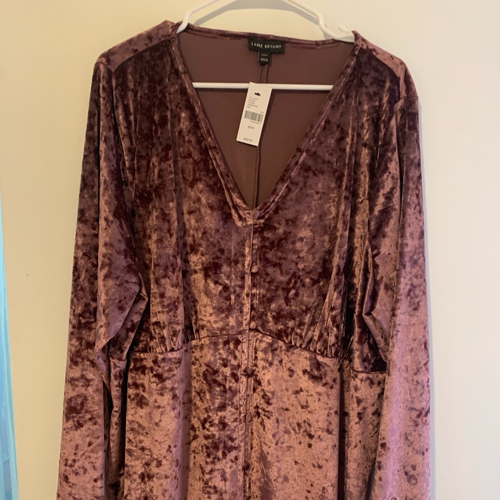 Lane Bryant, Mauve, Velvet Fitted Bodice Top size 22/24 NWT